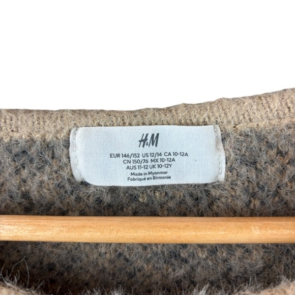 H&M Cream and Gray Crew Neck Sweater with Leopard Print - Picture 3 of 4